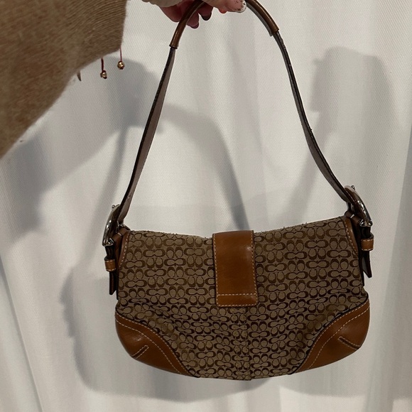 Coach 6818 Vintage Soho British Tan Leather & Signature C Canvas Bag RARE - Picture 3 of 10